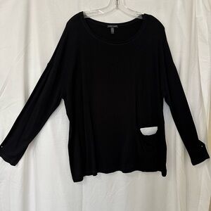 Eileen Fisher Black Long Sleeve Top with Pocket